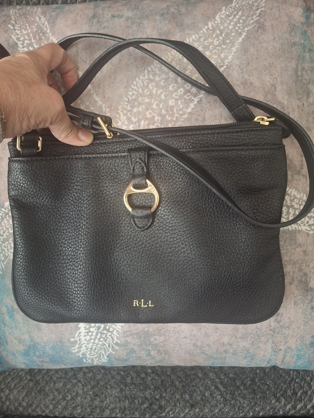RALPH LAUREN Black Leather CROSSBODY  Bag